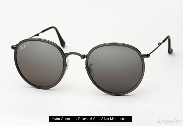 ray ban round metal leather