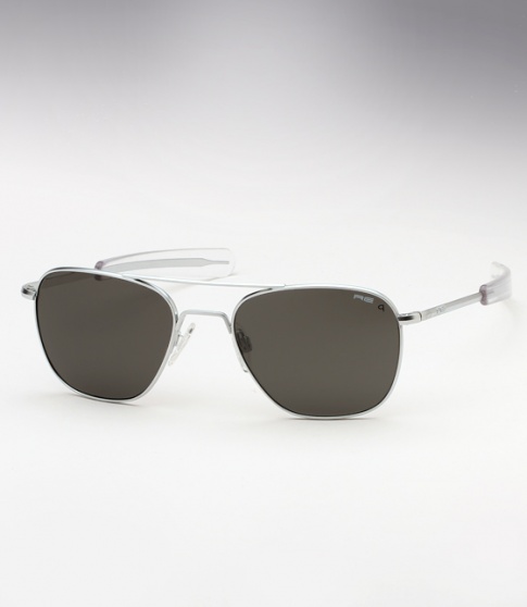 Randolph Engineering Aviator Sunglasses Matte Chrome Grey Polarized