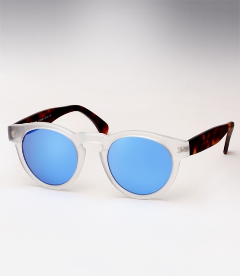 Illesteva Leonard sunglasses - Matte Clear/Havana w/ Blue Mirror